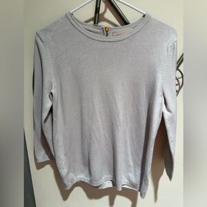 Philosophy Light Gray Knit Top with Gold Zipper in Back, Size M
